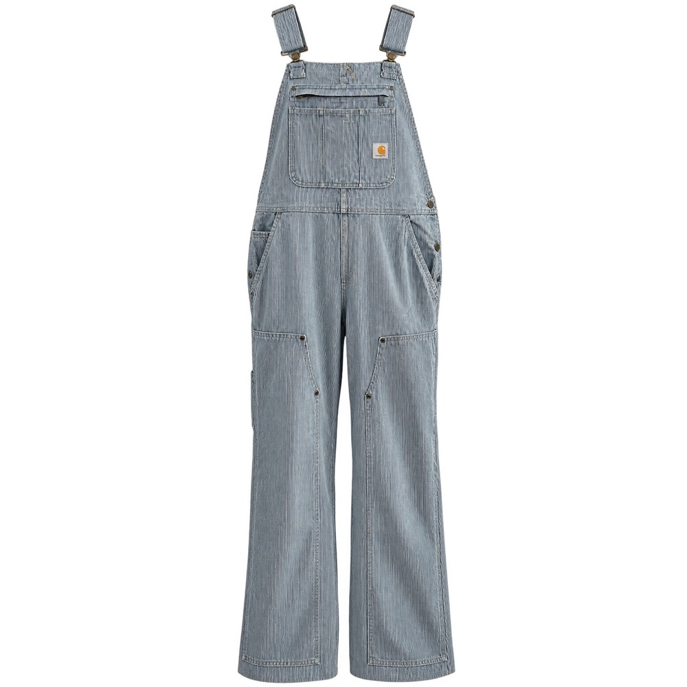 Carhartt Women XL Regular Railroad Stripe Rugged Flex Denim Overalls OR3042-W